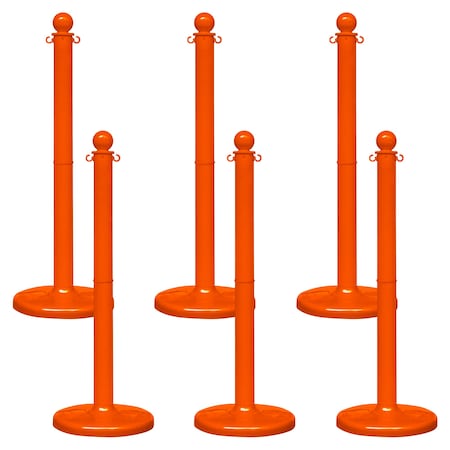 Mr. Chain Safety Orange Medium Duty Stowable Stanchion, 6PK 93712-6